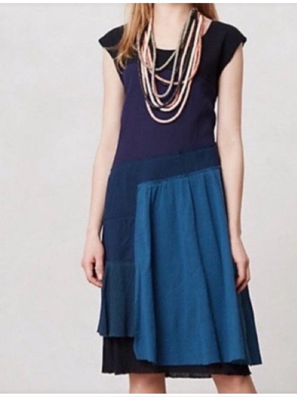 Anthropology Sir Sir by Correll Correll Women’s Colorblock Blue Midi Skirt